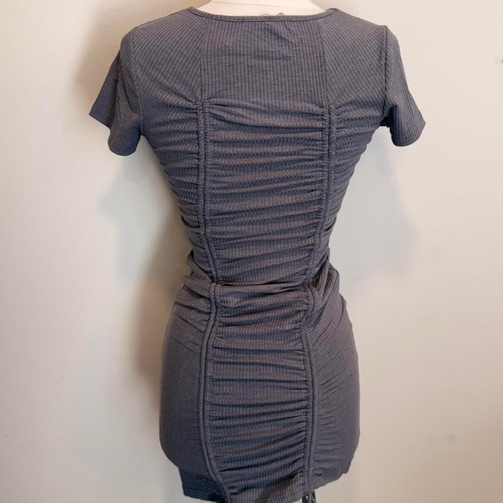 Gray Ruched Bodycon Mini Dress‎ - Picture 3 of 3